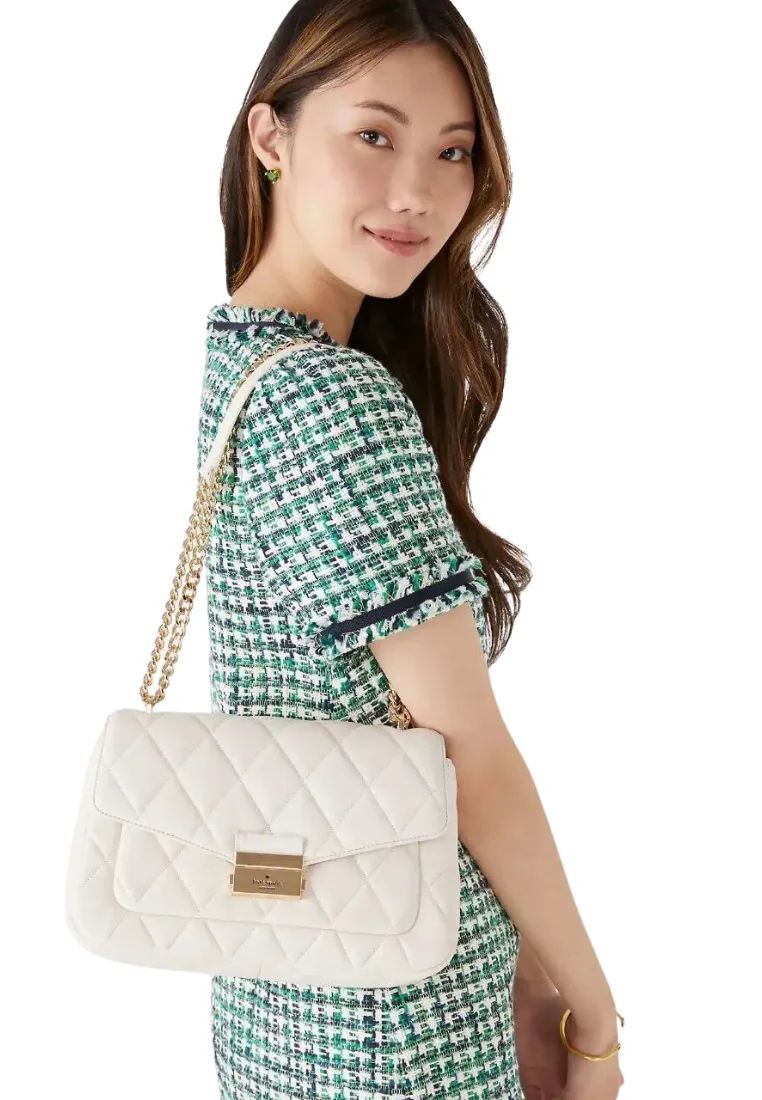 ( AS IS ) Kate Spade Carey Quilted Leather Medium Shoulder Bag In Parchment KA766