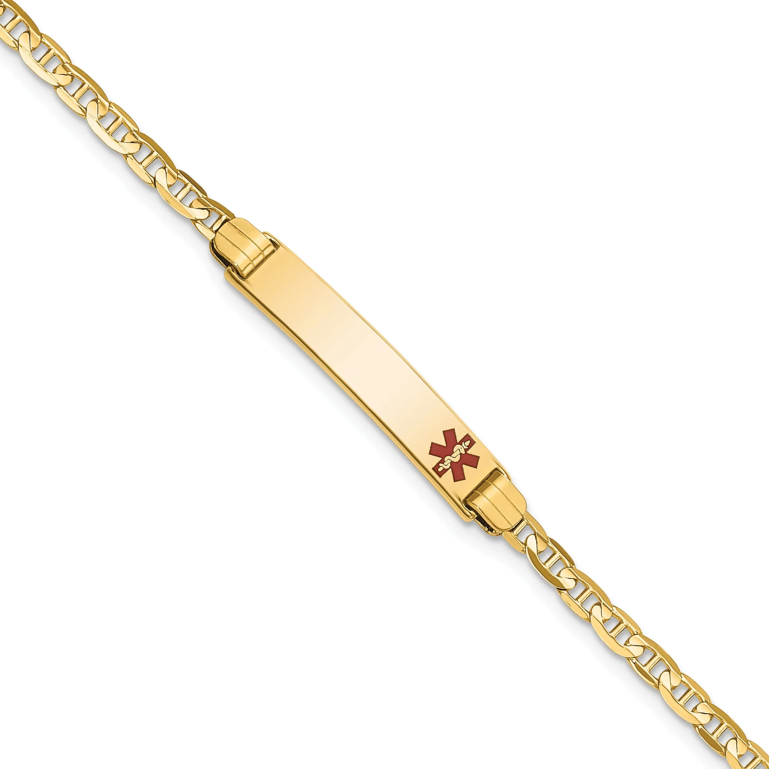 14K Yellow Gold Anchor Childrens ID Bracelet