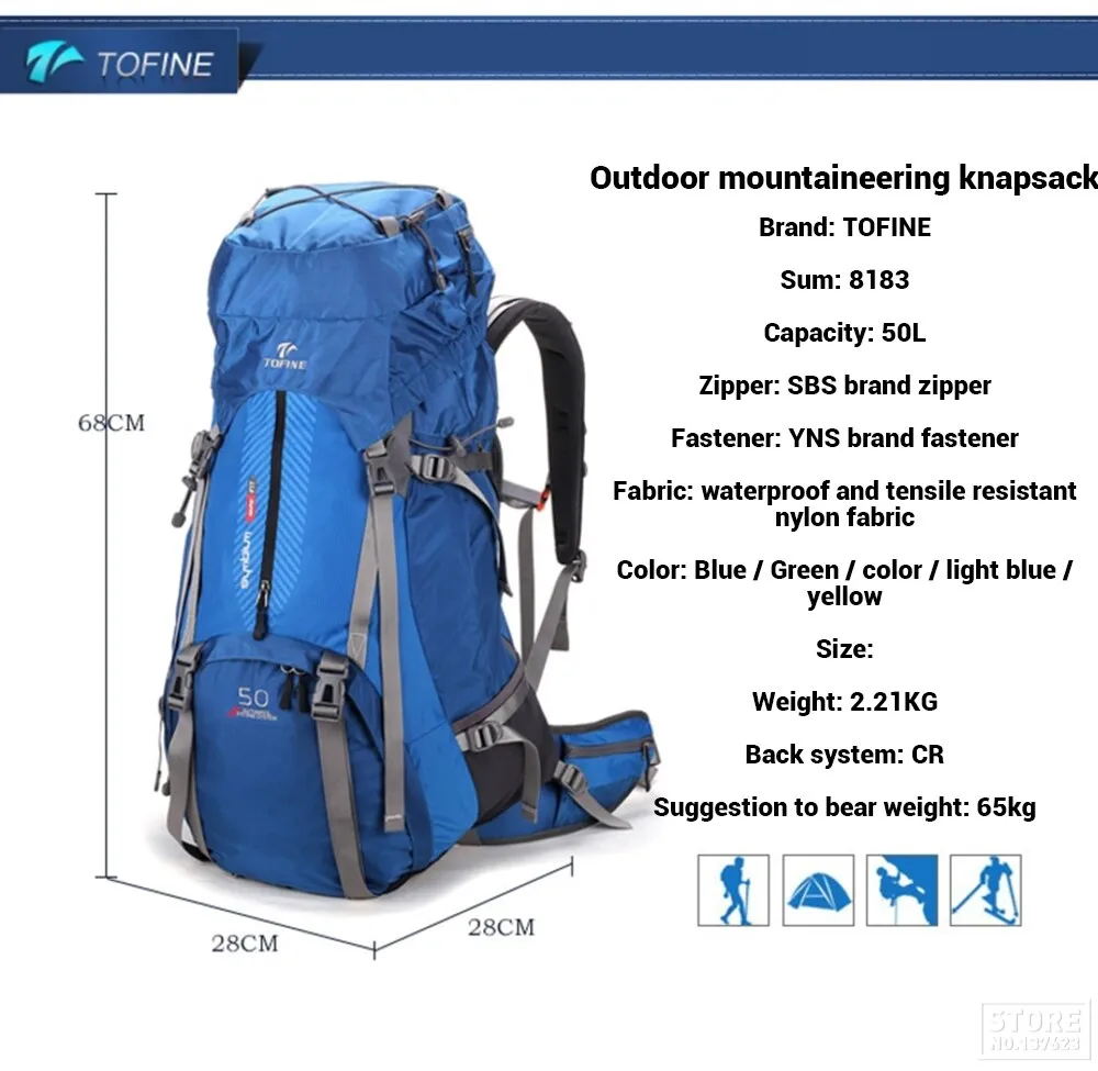 60L Large Capacity Outdoor Camping Hiking Trekking Backpack