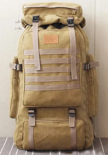 60L Large Military Molle Canvas Backpack