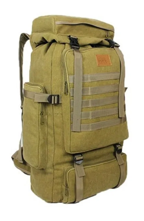 60L Large Military Molle Canvas Backpack