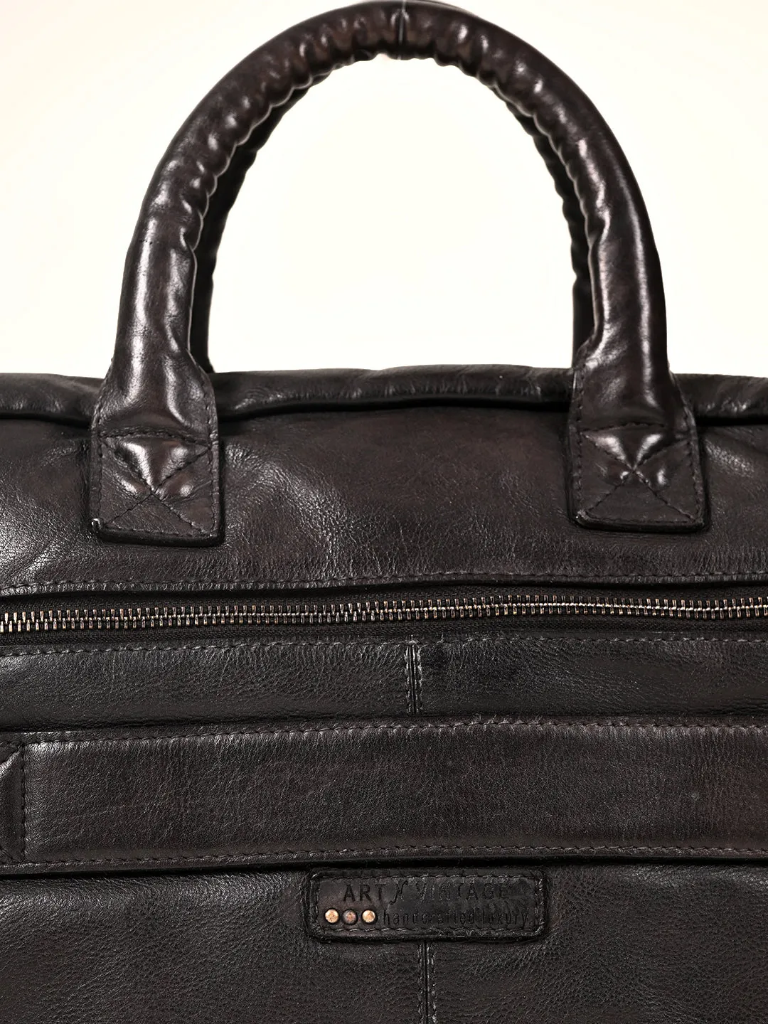 Art N Vintage William : Real Black Leather Laptop Bag