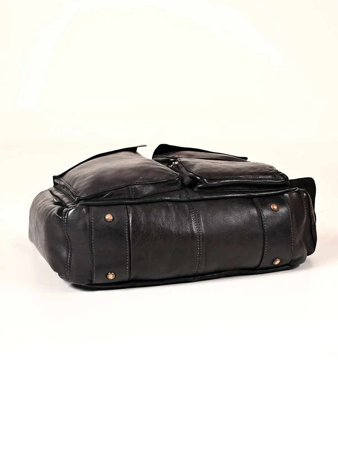 Art N Vintage William : Real Black Leather Laptop Bag