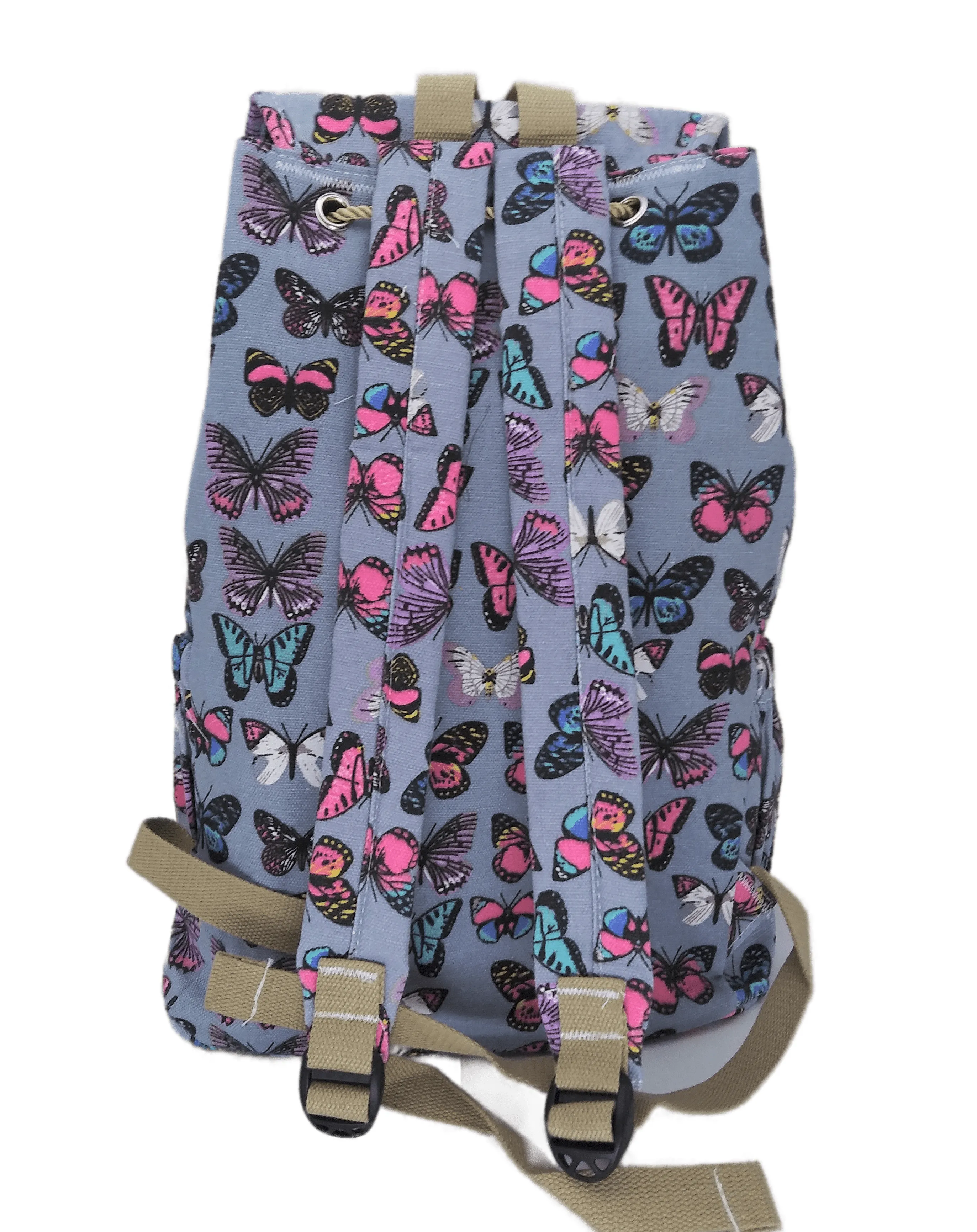 Bravo! Backpack Rucksack Drawstring (Butterfly, Gray 2)