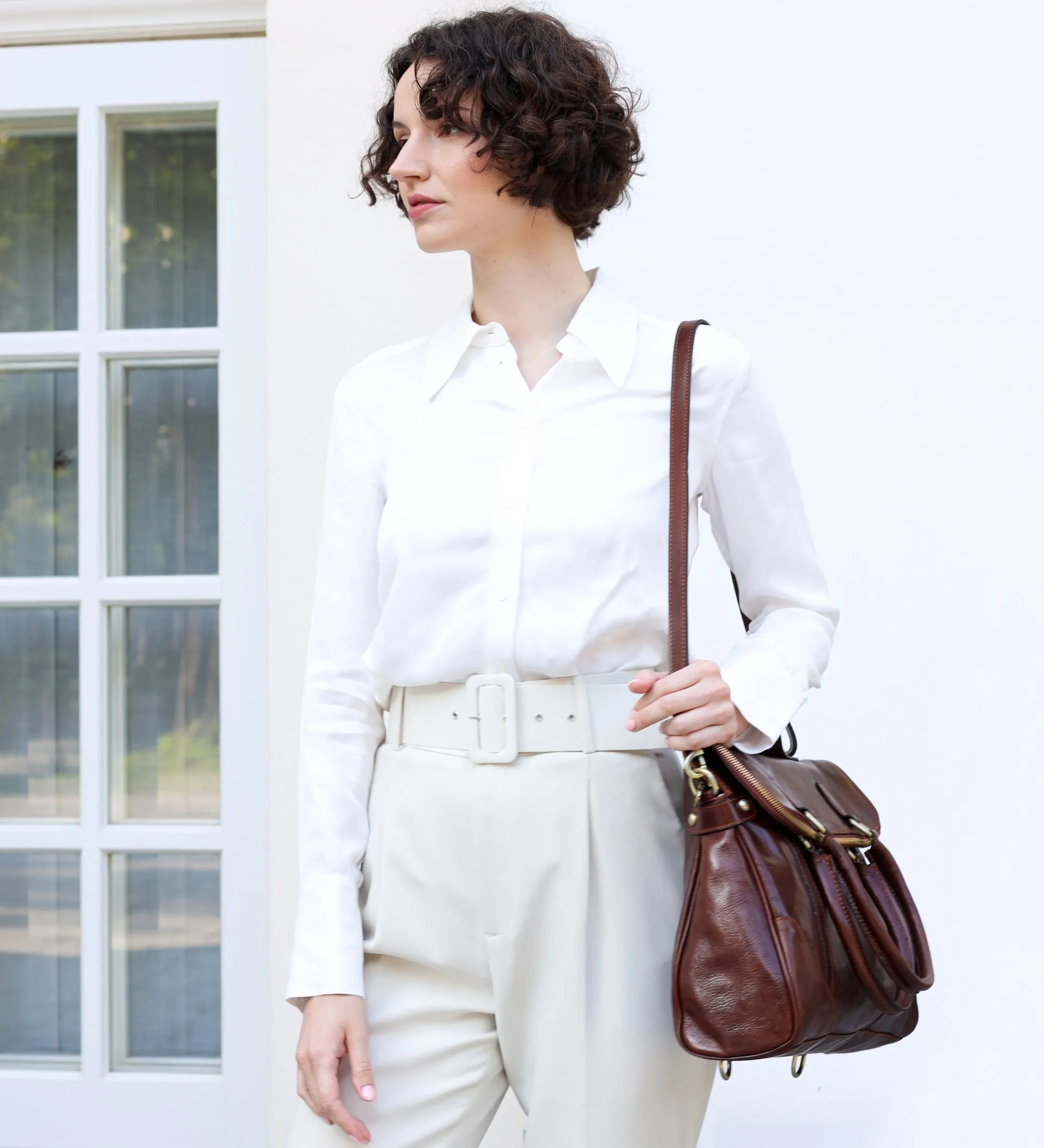 Brown Womens Leather Backpack Tote Bag - Charlotte's Web