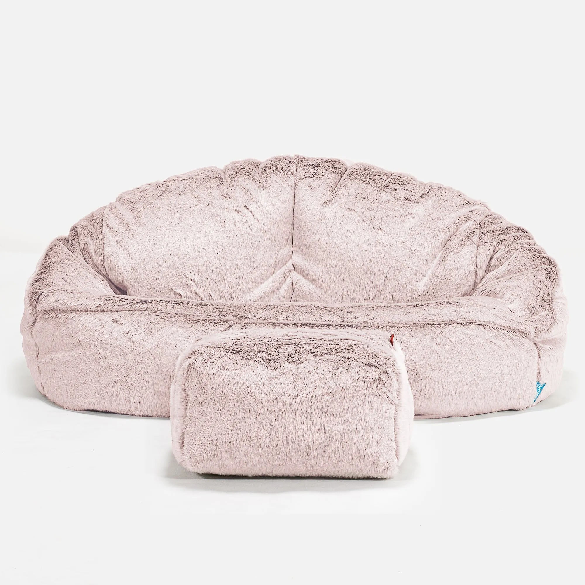 Bubble Kids Sofa Bean Bag 2-6 yr - Fluffy Faux Fur Rabbit Dusty Pink