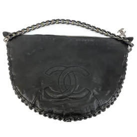 Chanel Vintage Embroidered Logo Chain Handle Hobo Bag