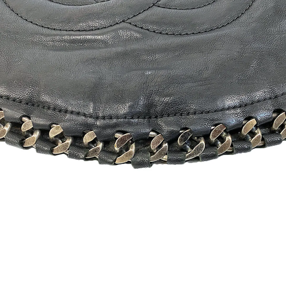 Chanel Vintage Embroidered Logo Chain Handle Hobo Bag