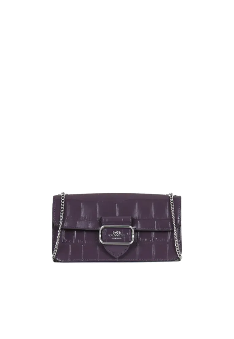 Coach Morgan Crossbody Bag Crocodile Embossed In Amethyst CN380