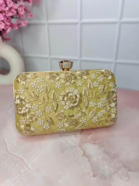 Cotton Fabric Printed Embroidery Box Clutch