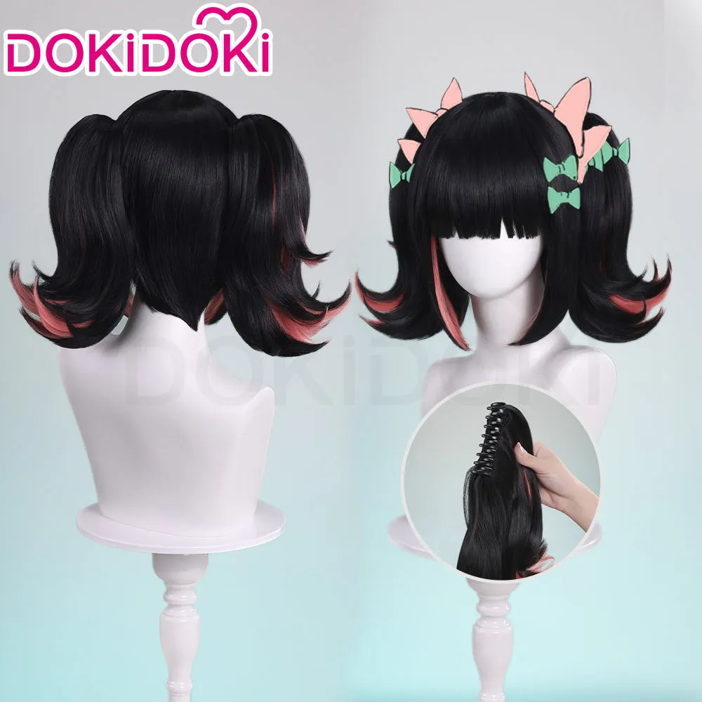 DokiDoki Game Zenless Zone Zero Cosplay Virtual Idol Wig Short Straight Black Pink Double Tail Hair