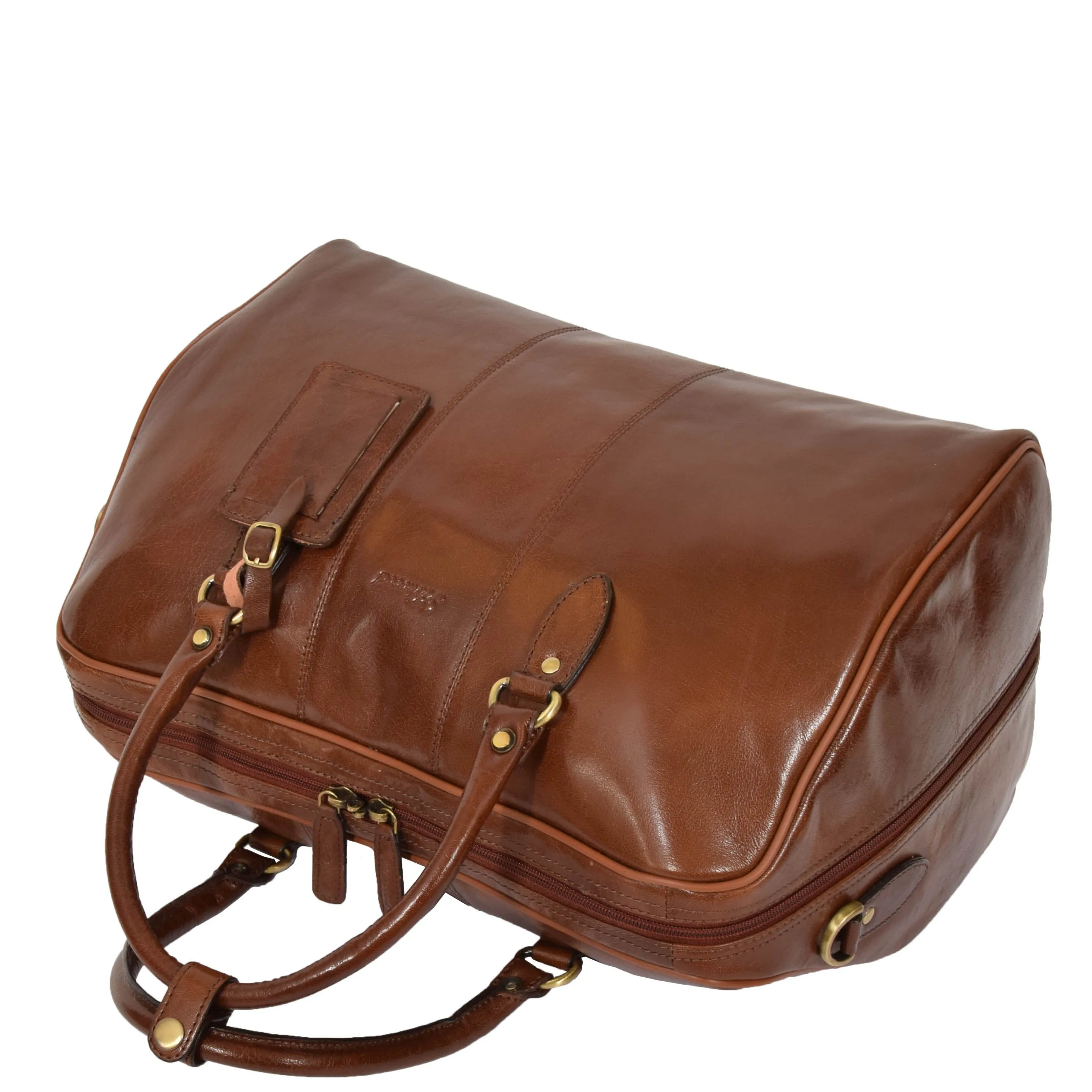 Genuine Leather Holdall Weekend Cabin Duffle Bag A21 Chestnut