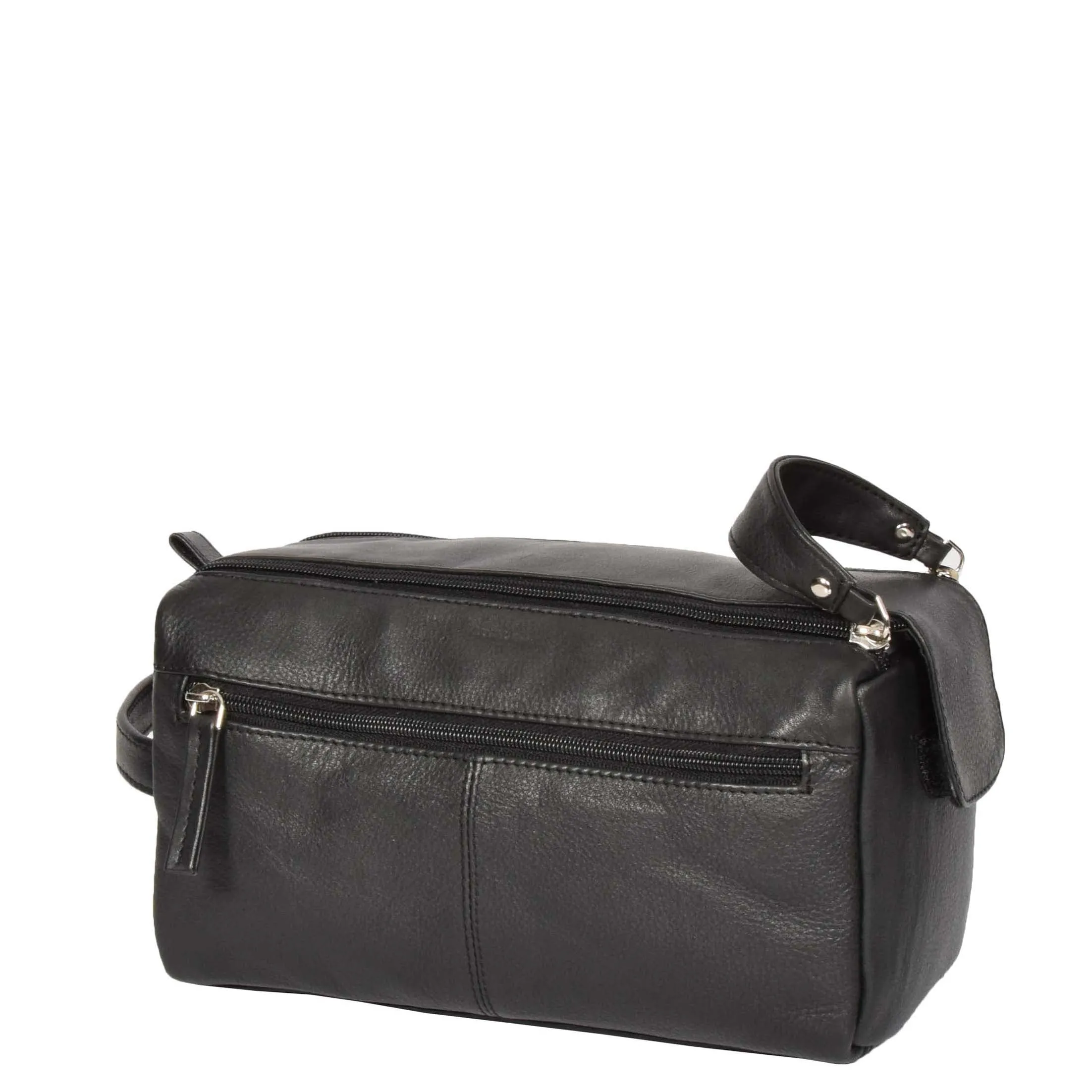 Genuine Soft Leather Black Travel Wash Bag A179