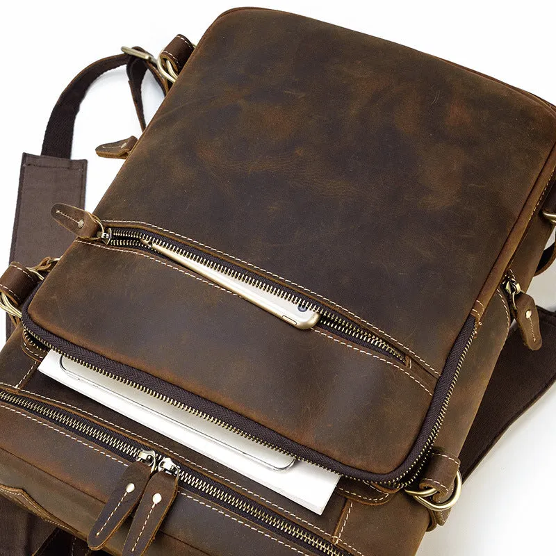 Handmade Large Capacity Leather Laptop Backpack 8027