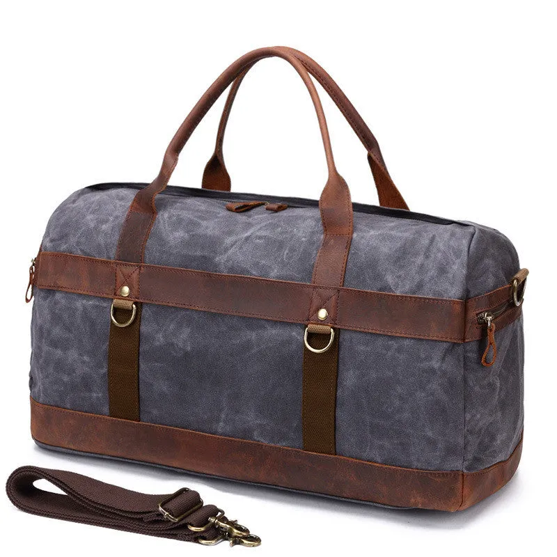 Handmade Waxed Canvas Travel Bag Duffel bag Waterproof Weekend Bag