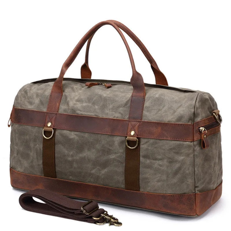 Handmade Waxed Canvas Travel Bag Duffel bag Waterproof Weekend Bag