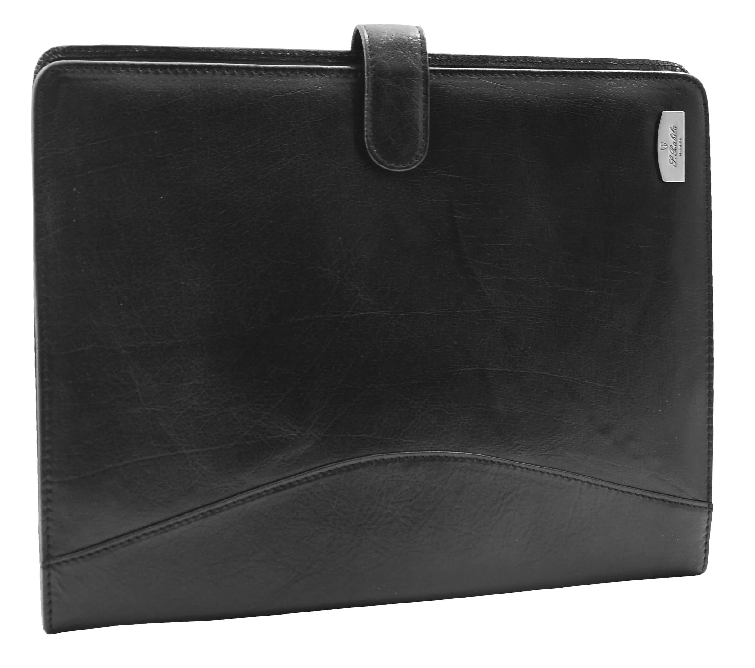 Italian Leather Conference Folder Black A4 Writing Pad Underarm Bag Enzo