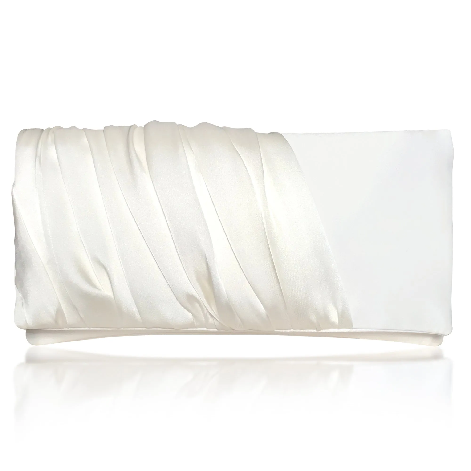 Ivory ruched satin wedding day clutch ELLA