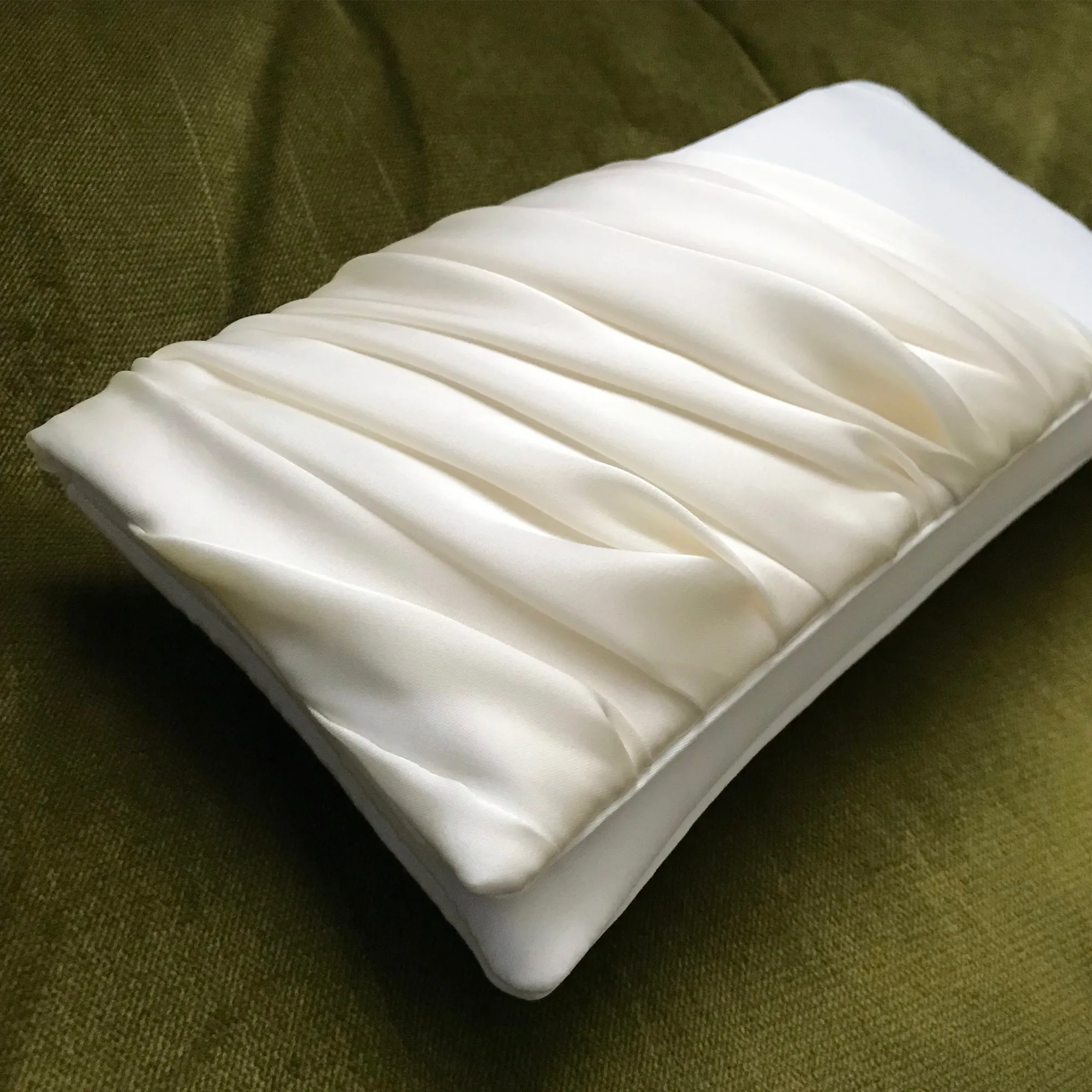 Ivory ruched satin wedding day clutch ELLA