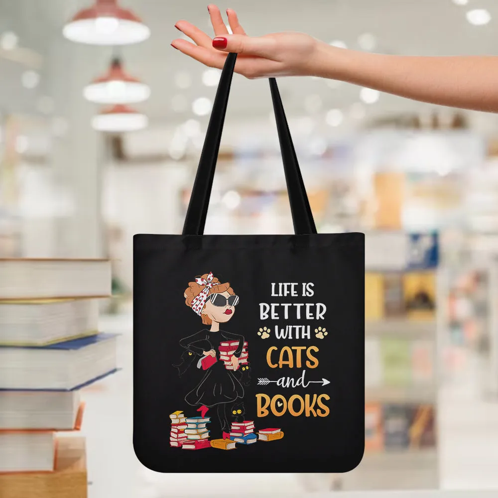 Life Is Better With Cats And Books Book Lovers Gift TBF476