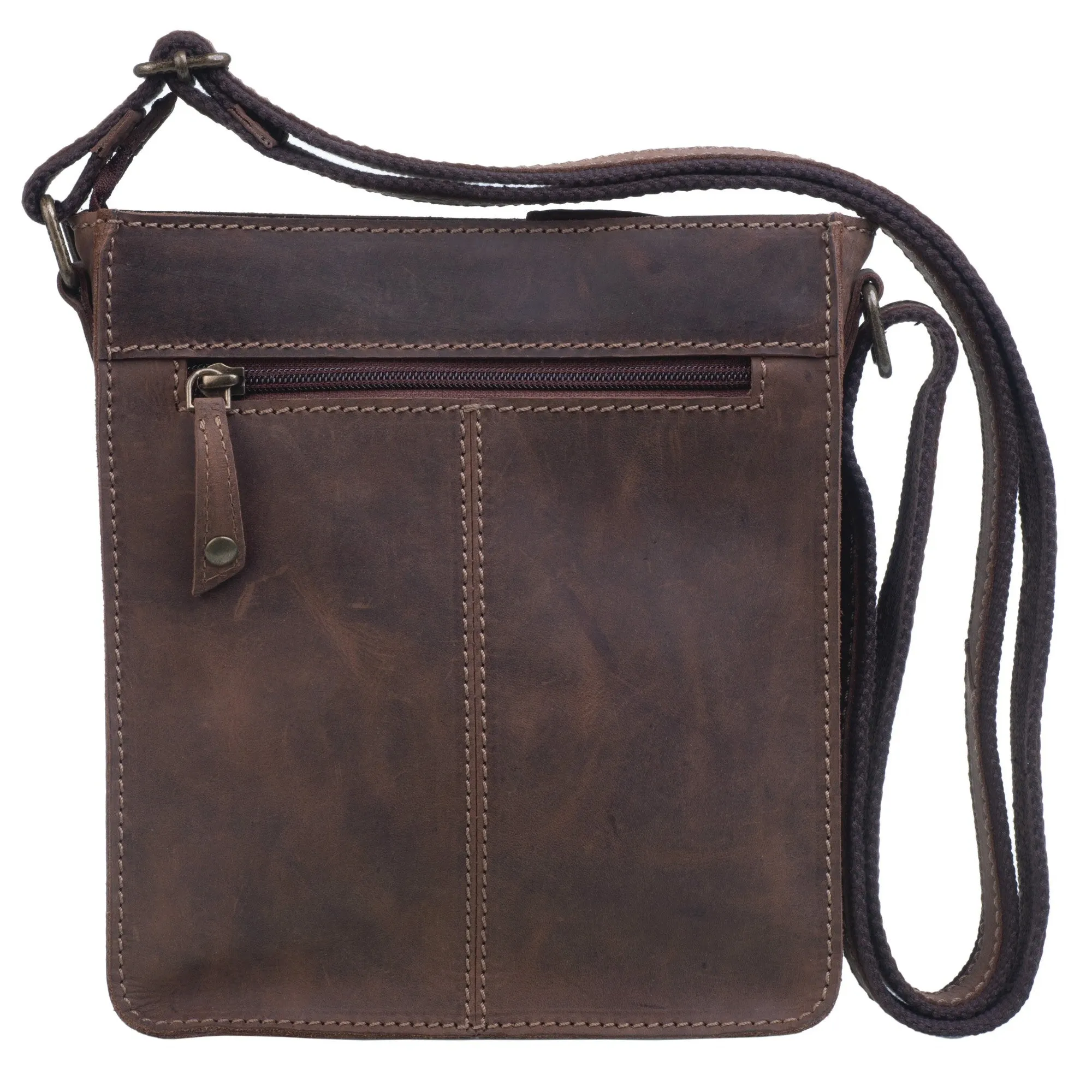 Mala Leather Brown Cactus Leather Front Pocket Cross Body Bag