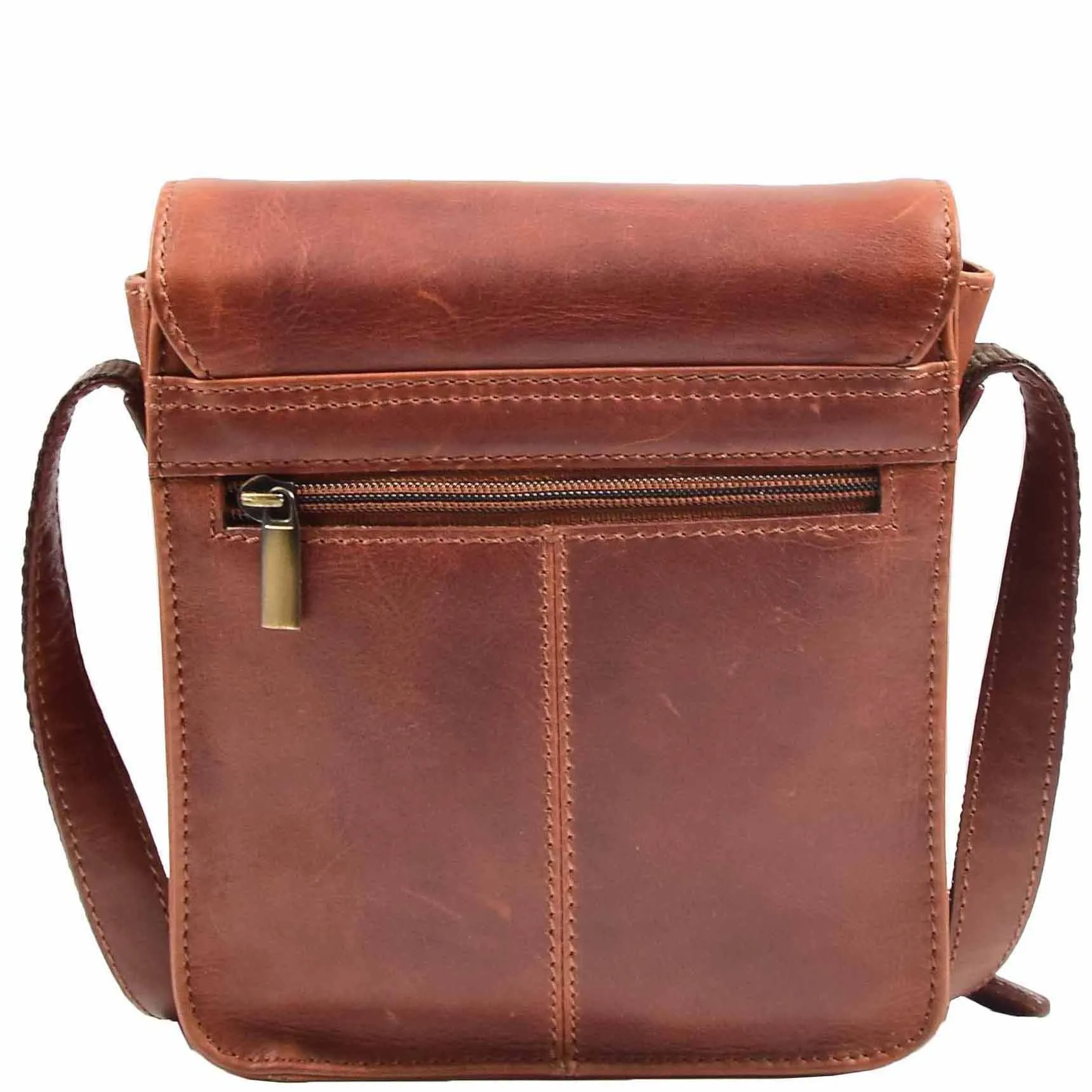 Mens Cross Body Shoulder Bag Leather BOWER Tan