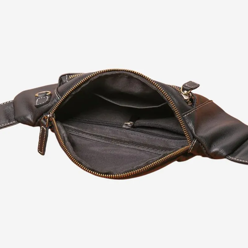 Men's Genuine Leather Chest Bag Outdoor Sports Waist Bag