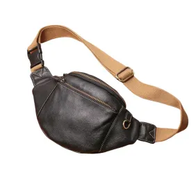 Men's Genuine Leather Chest Bag Outdoor Sports Waist Bag