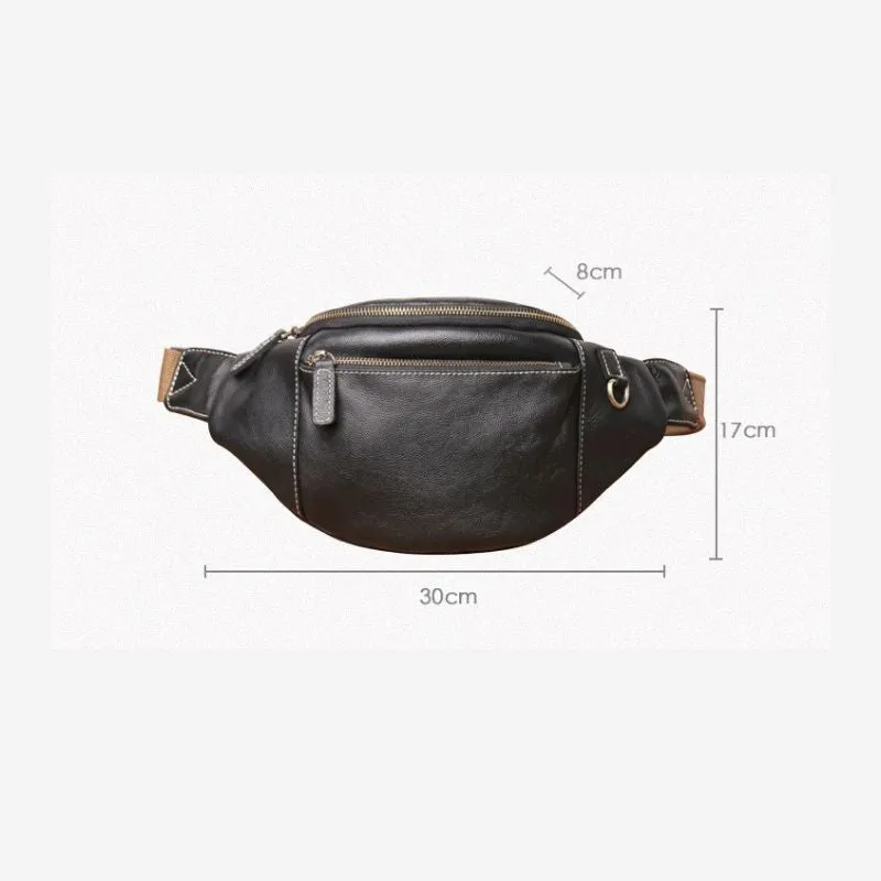 Men's Genuine Leather Chest Bag Outdoor Sports Waist Bag