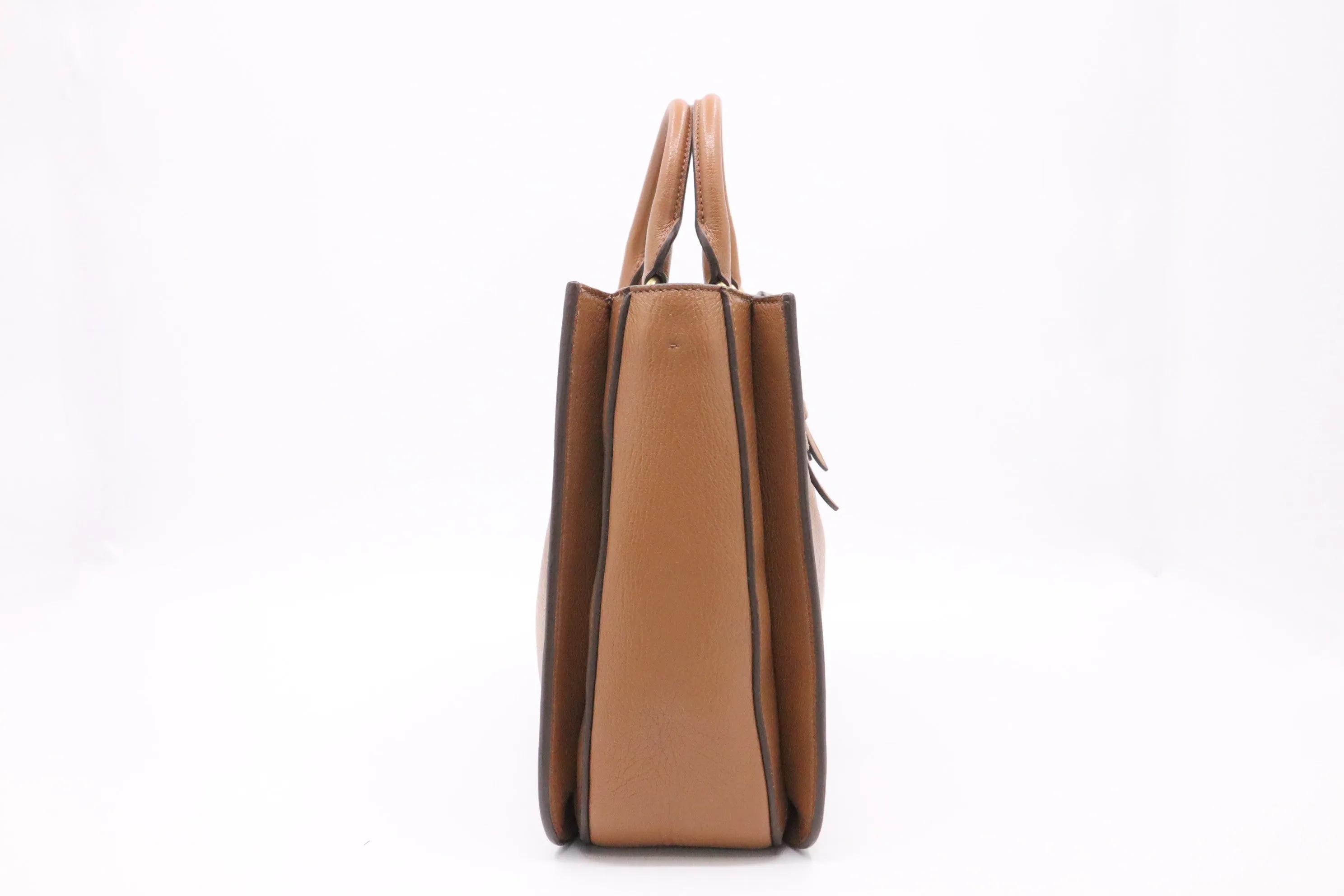 Miu Miu Madras Large Tote in Brown Leather