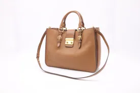 Miu Miu Madras Large Tote in Brown Leather