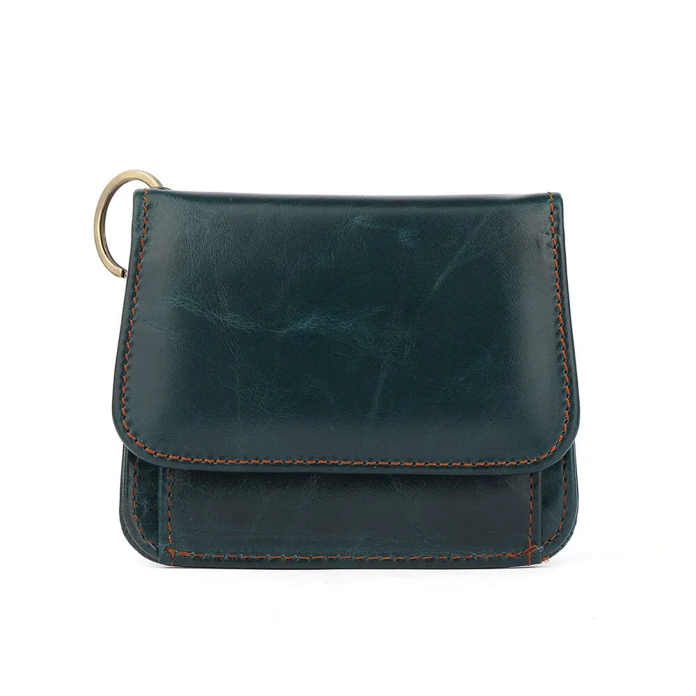 New Oil Waxed Leather Ladies Coin Purse Card Bag