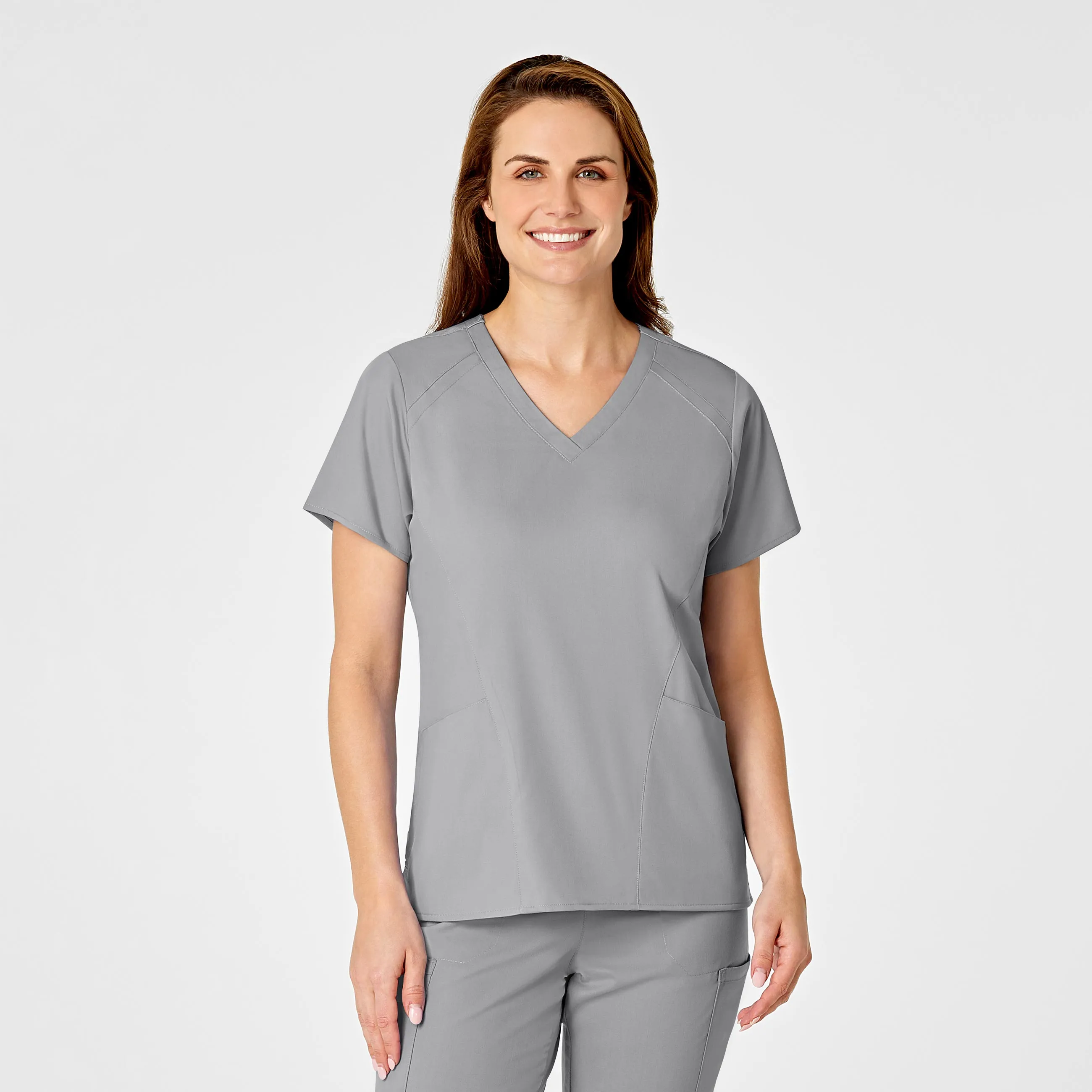 PRO Women's Four Pocket V-Neck Scrub Top - Grey