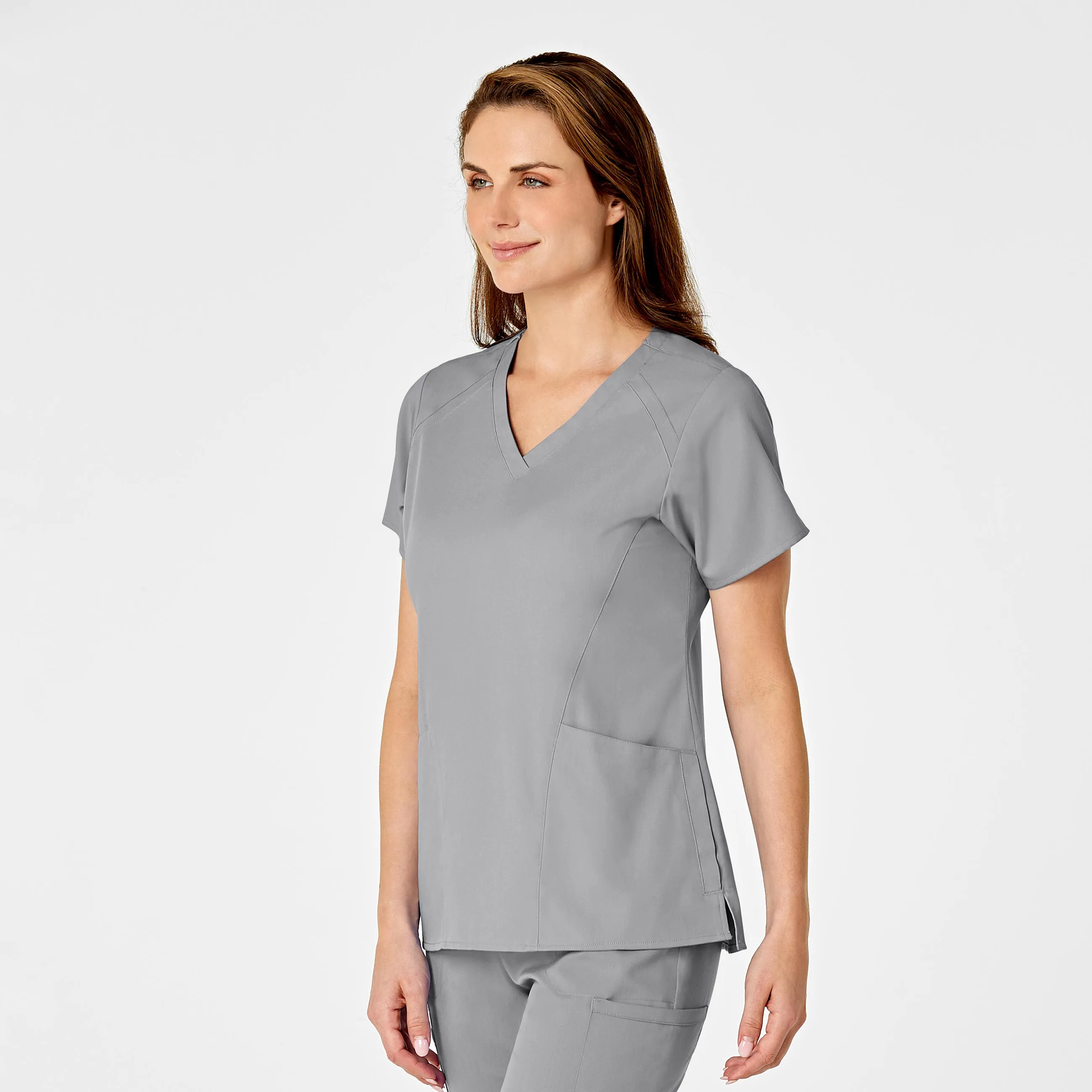 PRO Women's Four Pocket V-Neck Scrub Top - Grey