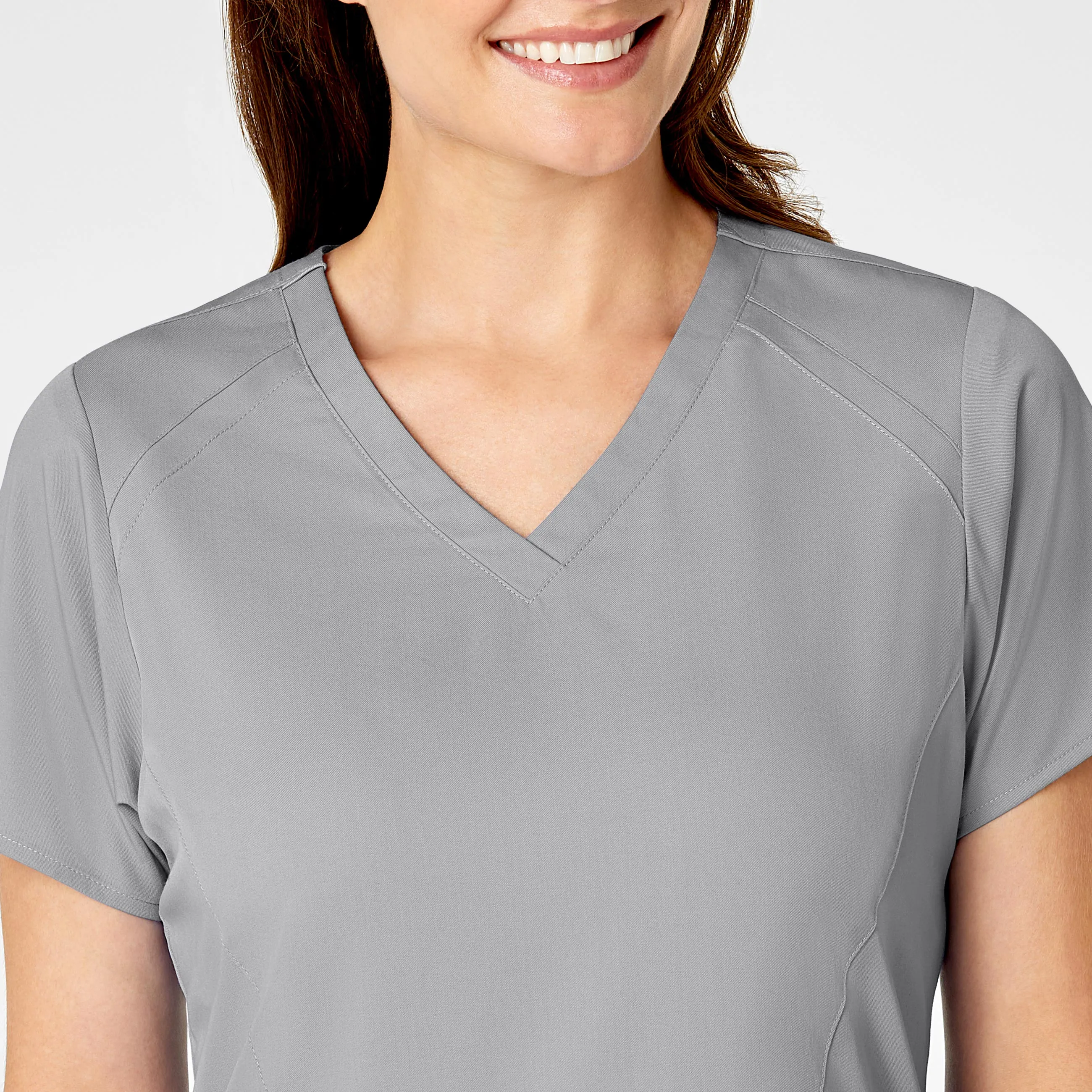 PRO Women's Four Pocket V-Neck Scrub Top - Grey