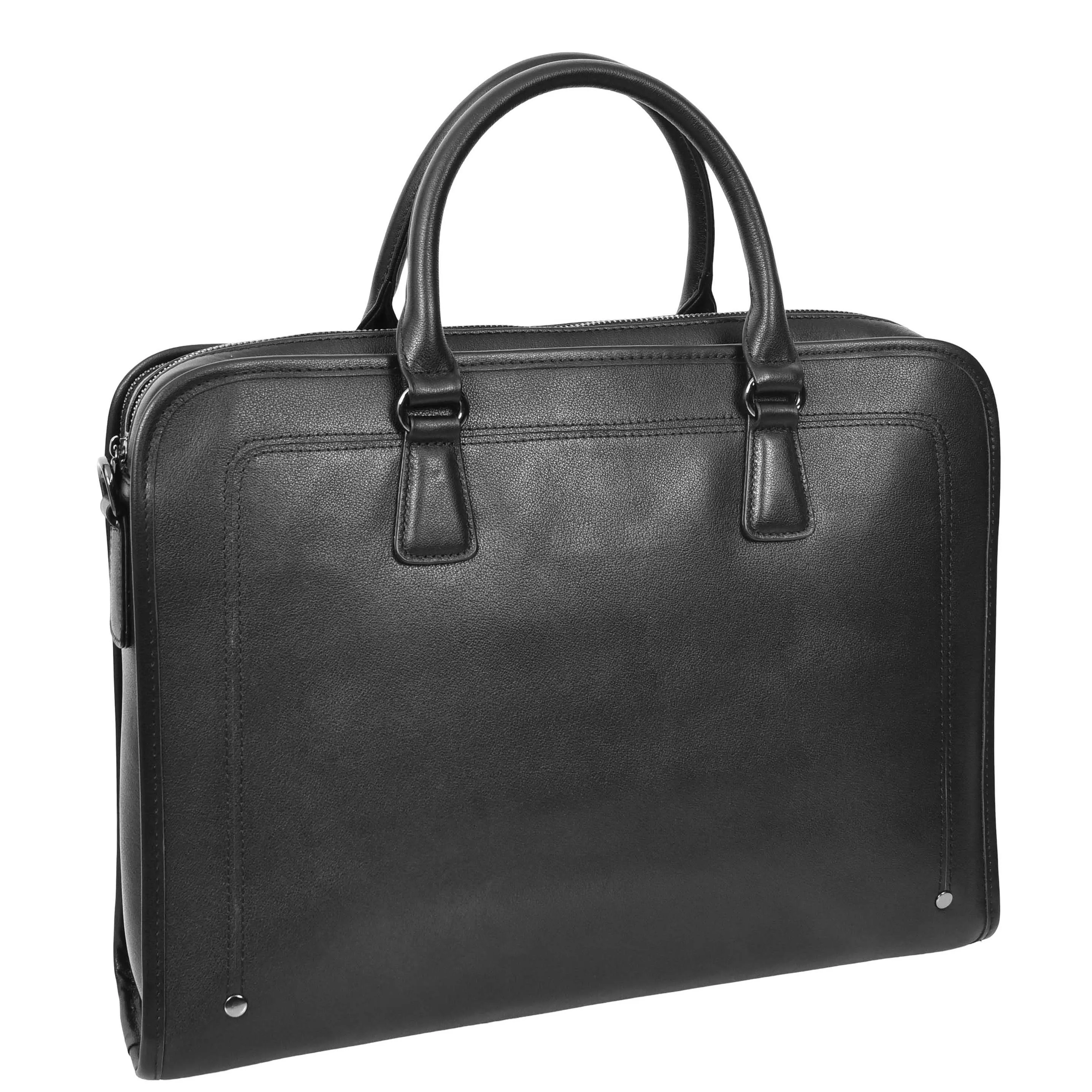 Real Leather Cross Body Briefcase Belmont Black