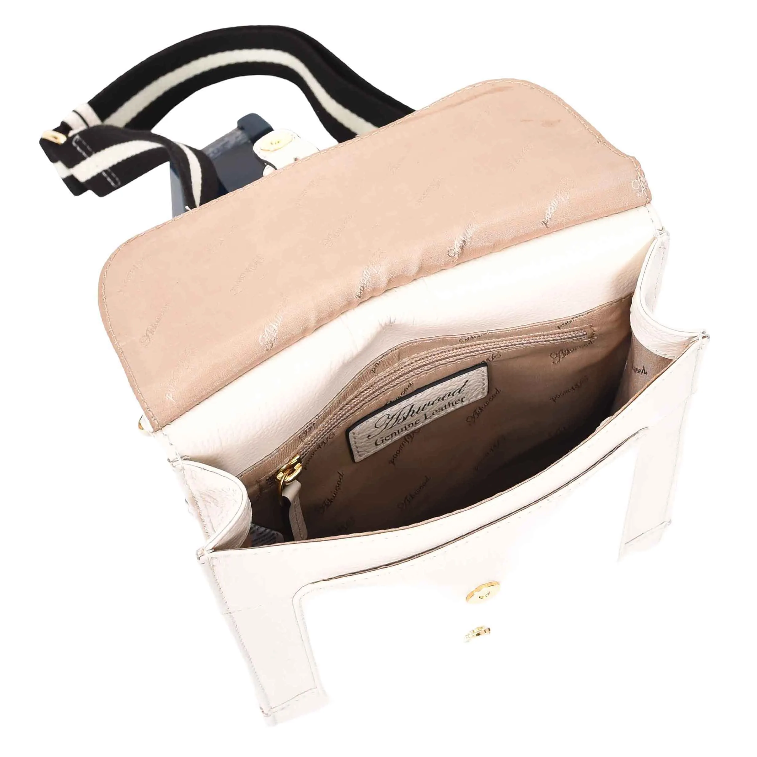 Real Leather Crossbody Bag Women's Casual Style Messenger Xela White