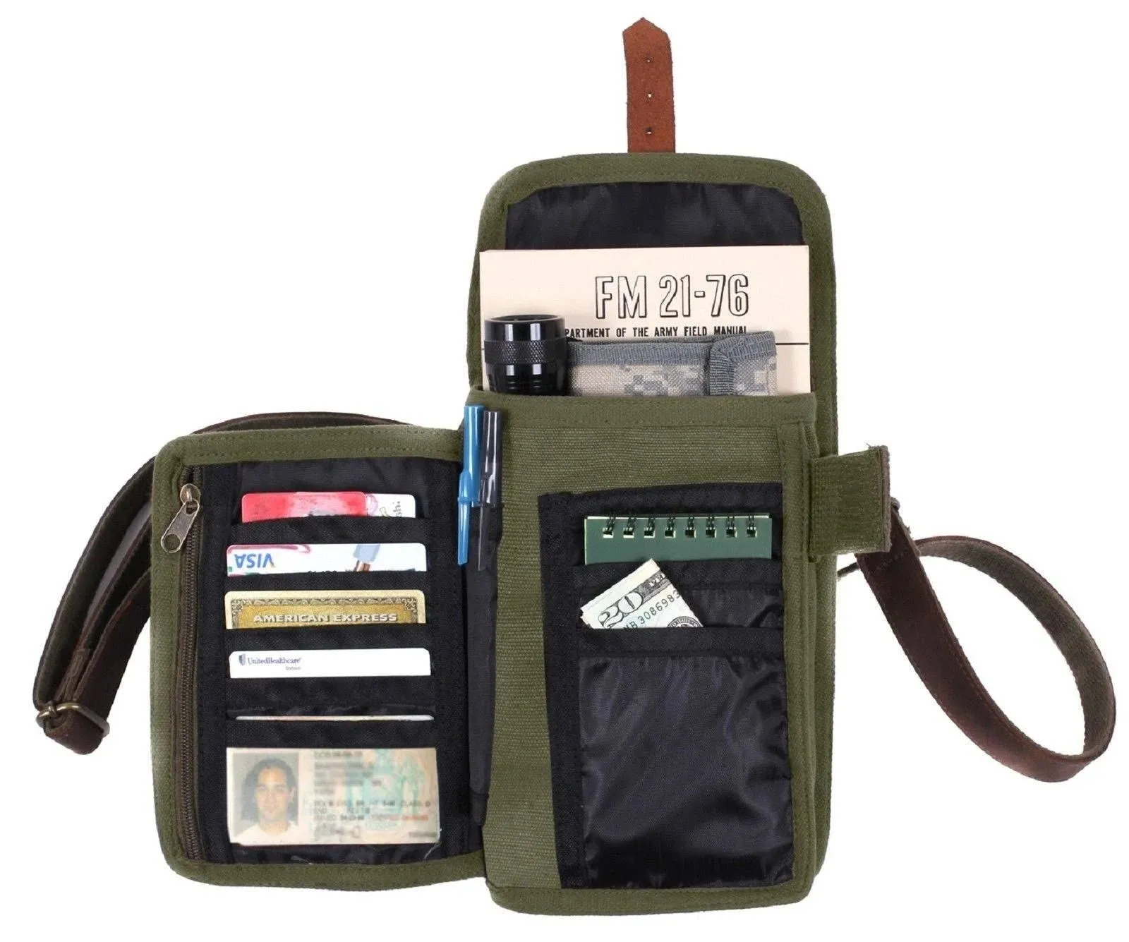 Rothco EDC Tactical Messenger Bag With Leather Accents