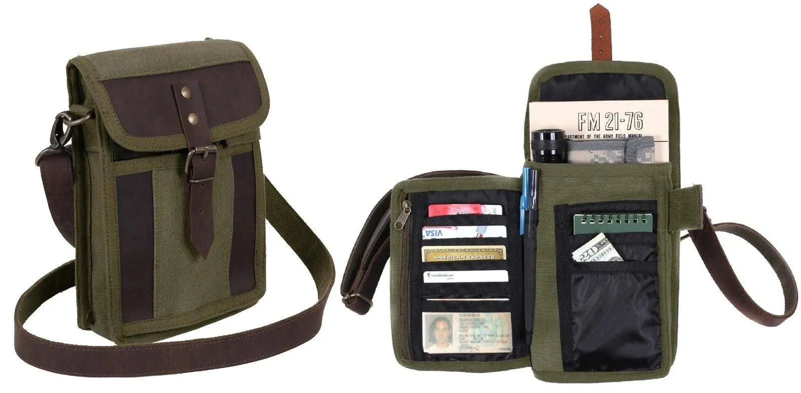 Rothco EDC Tactical Messenger Bag With Leather Accents