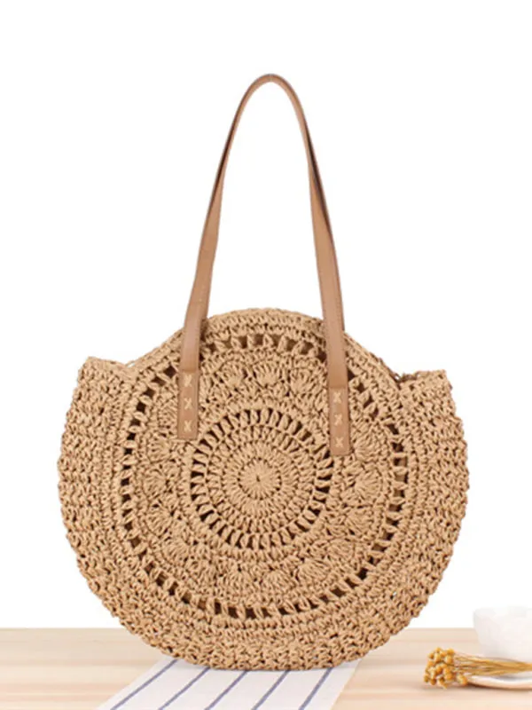 Round shoulder straw women's bag