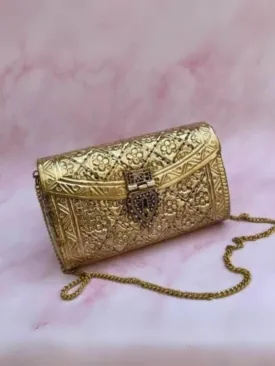 Royal Indian Ethnic Golden Metal Clutch