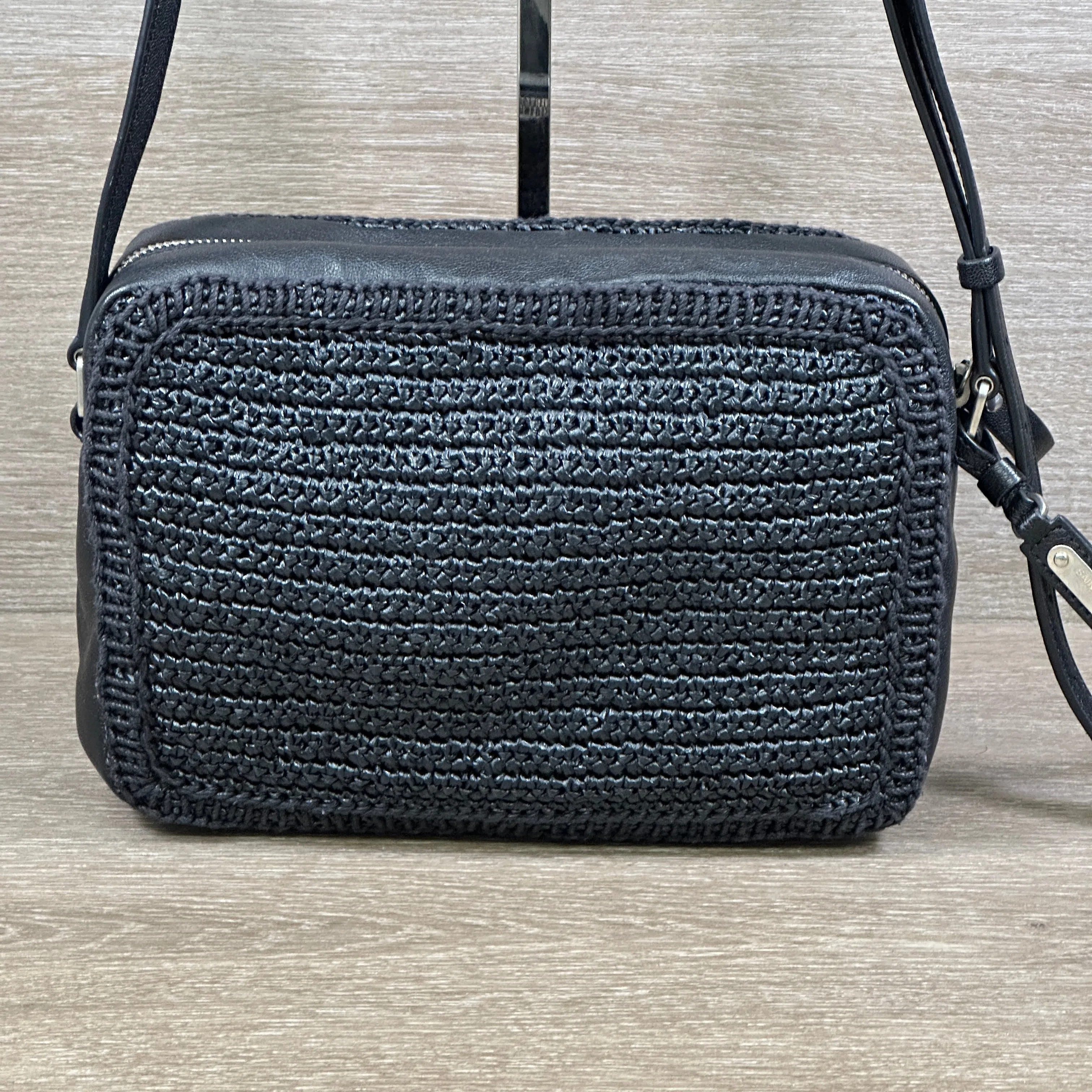 Saint Laurent Raffia Lou Camera Bag - Woven Black