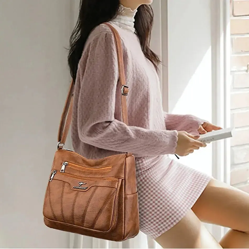 Soft Leather Women Bag Branded Designer Ladies Handbag Purses 2023 Luxury Female Shoulder Bag Large Capacity Crossbody Bags Sac