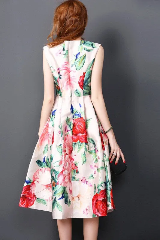 V Neck Floral Dress