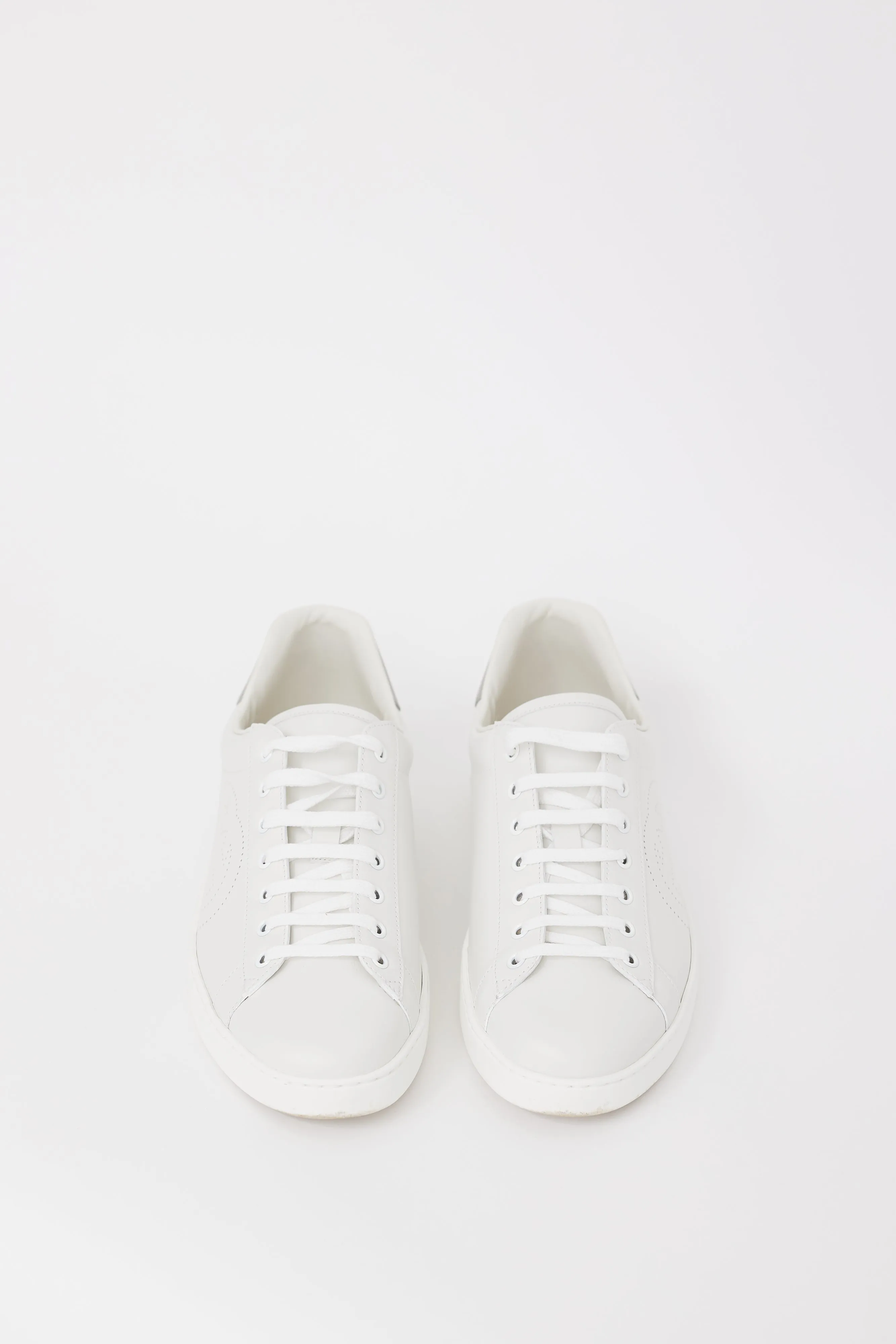 White & Grey Leather Ace Interlocking GG Sneaker